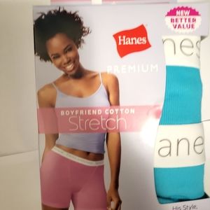 Hanes Premium Boyfriend Cotton Stretch Mid-Thigh 4 pairs Large